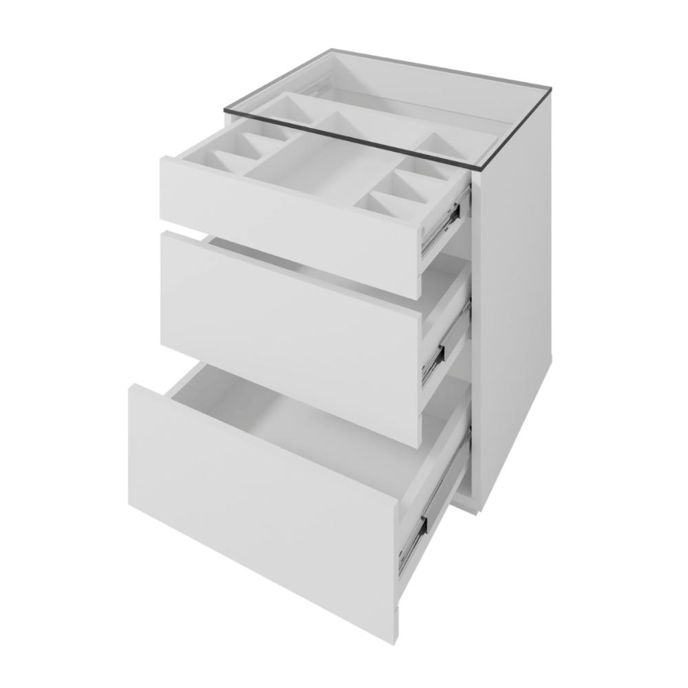 Mesa de Cabeceira com Tampo de Vidro Déli Branco 