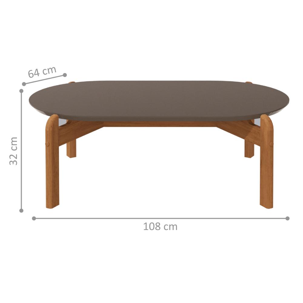 Mesa para Sala Oval Divinópolis Cinza Perola Cedro