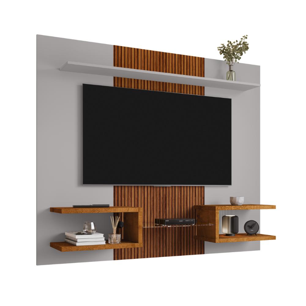 Painel Celeno Para TV 55 Polegadas Off White Nature Ripado