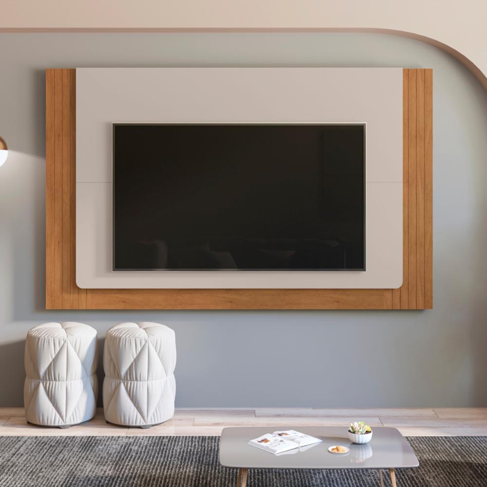 Painel Ibirité para TVs de 60 Polegadas Off White Cedro