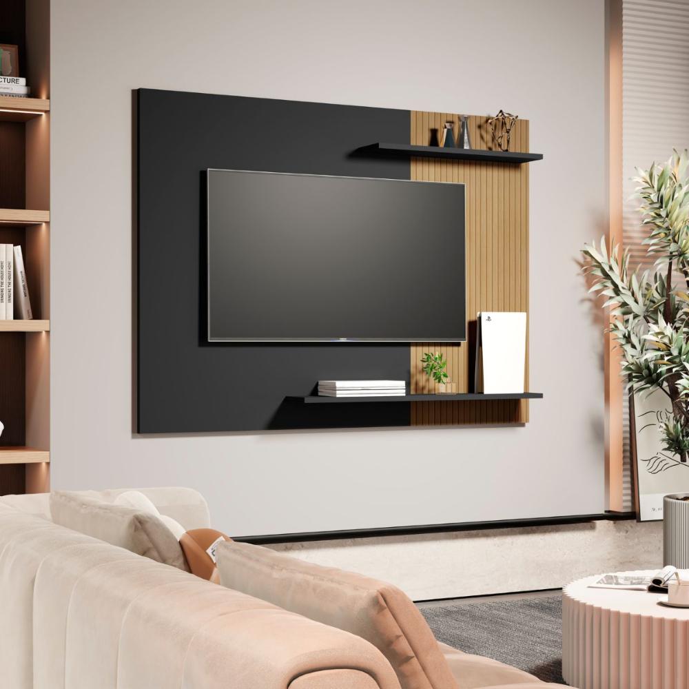 Painel para TV 50 Polegadas San Fernando Preto Ripado