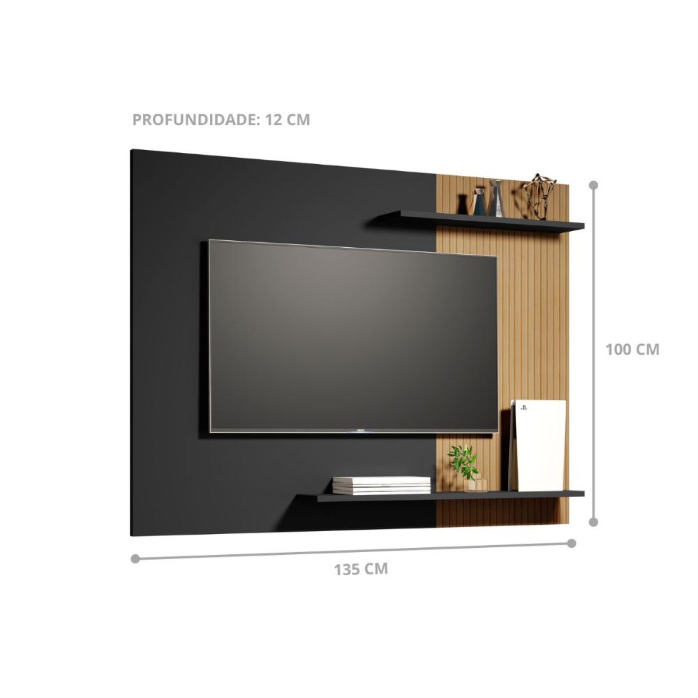 Painel para TV 50 Polegadas San Fernando Preto Ripado