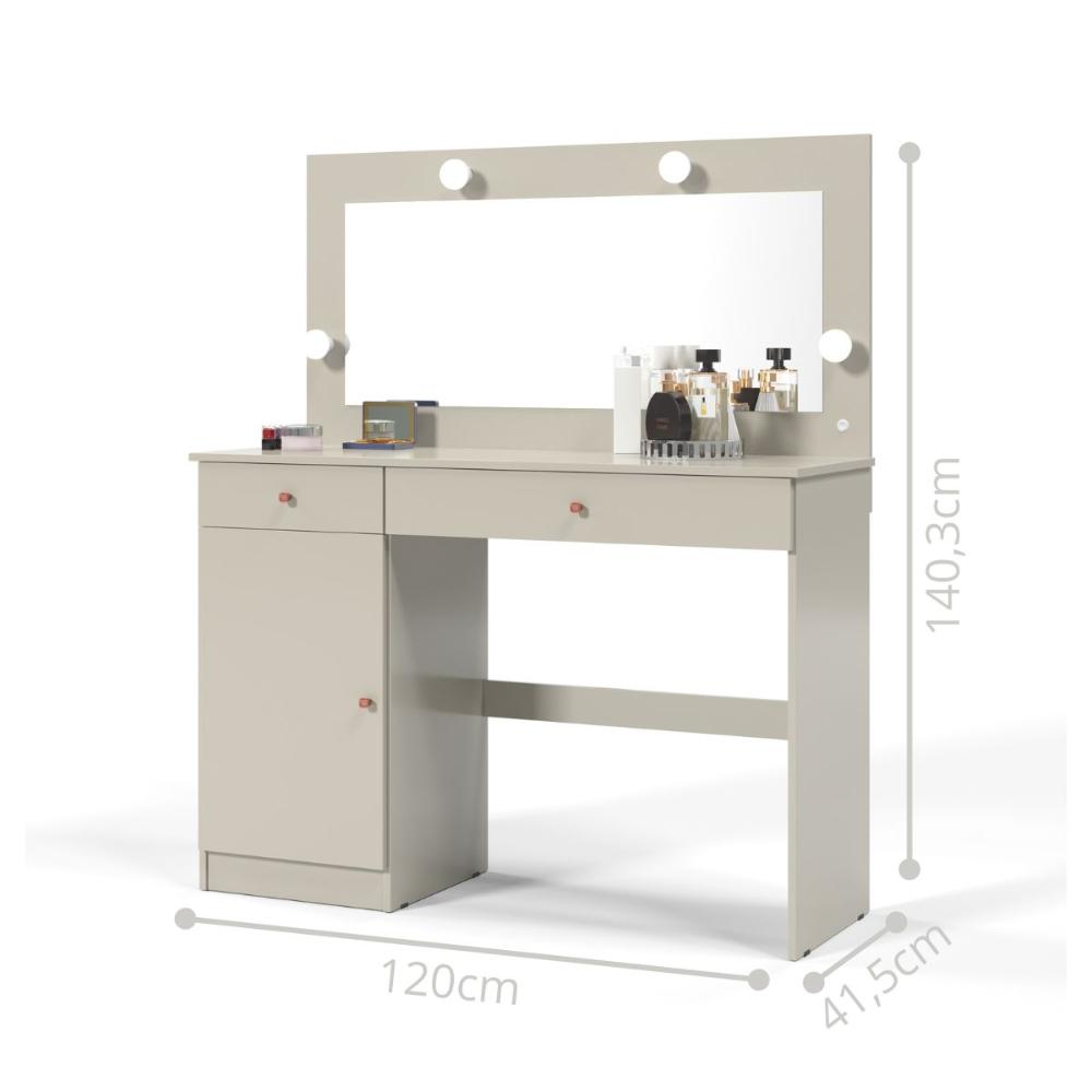 Penteadeira Camarim Bruna 2 Gavetas 1 Porta  Off White