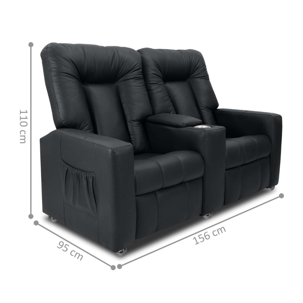 Poltrona 2 Lugares Reclinável Berlim Sintetico Preto
