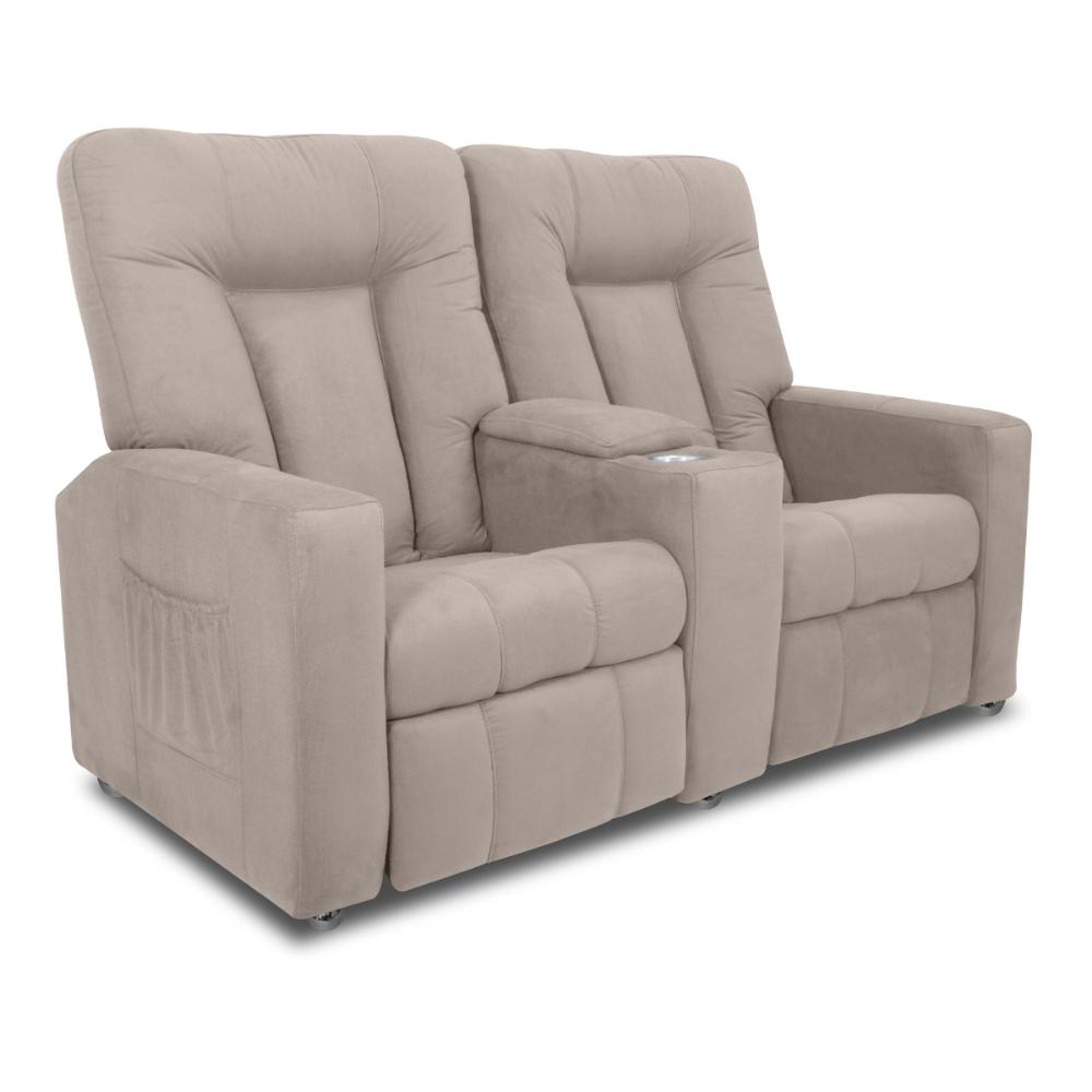 Poltrona 2 Lugares Reclinável Berlim Veludo Light Bege