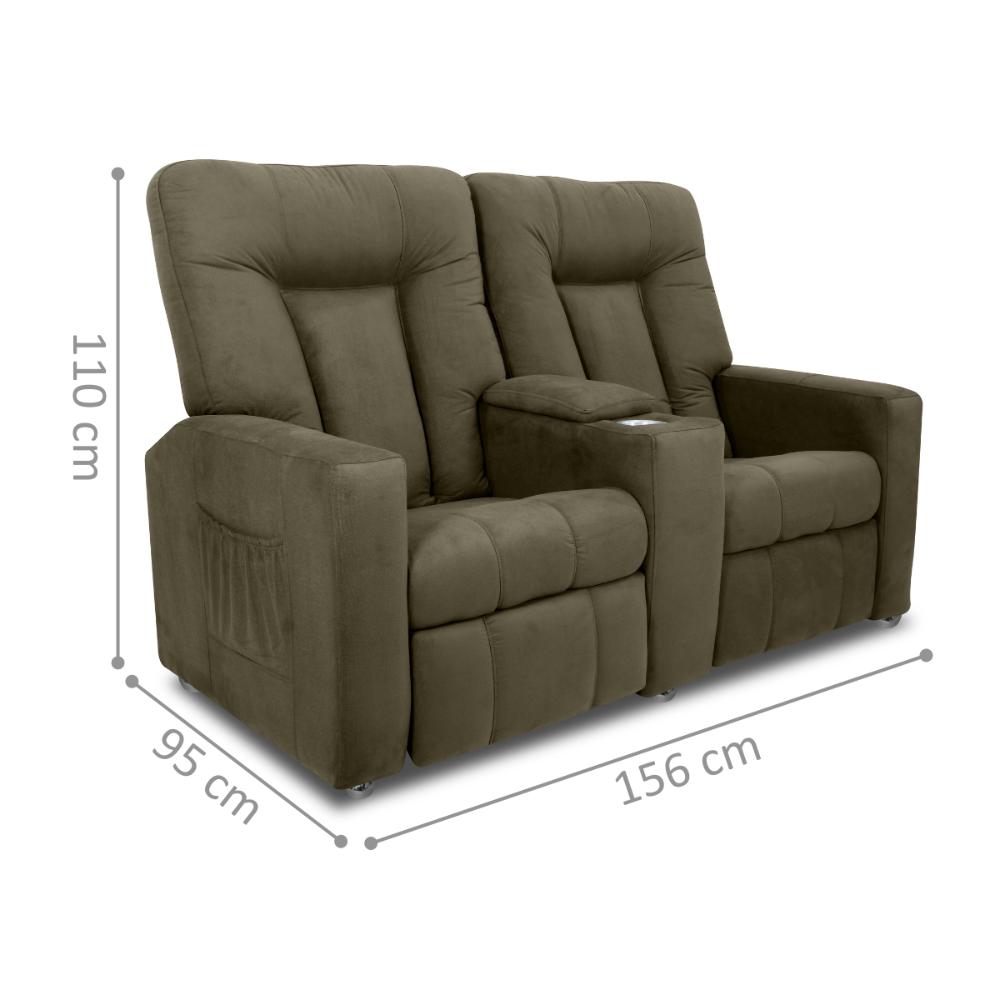 Poltrona 2 Lugares Reclinável Berlim Veludo Light Cappuccino