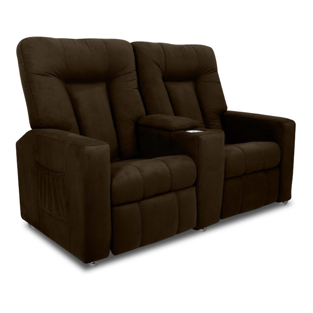 Poltrona 2 Lugares Reclinável Berlim Veludo Light Marrom