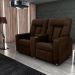 Poltrona 2 Lugares Reclinável Lara Veludo Light Marrom