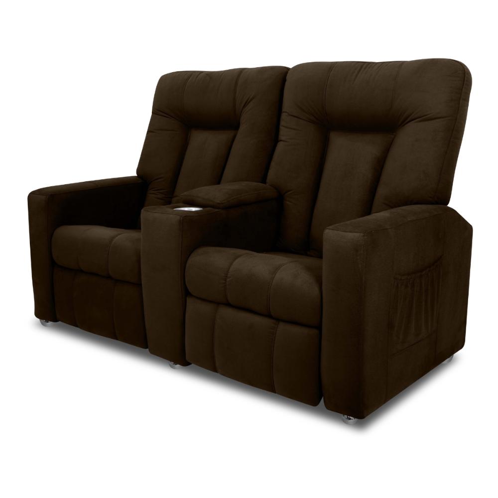 Poltrona 2 Lugares Reclinável Lara Veludo Light Marrom