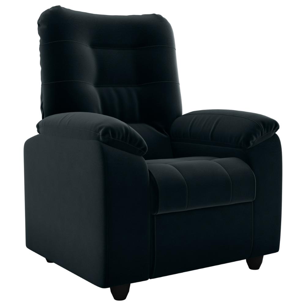 Poltrona Almofadada Reclinável Bristol Veludo Inca Preto