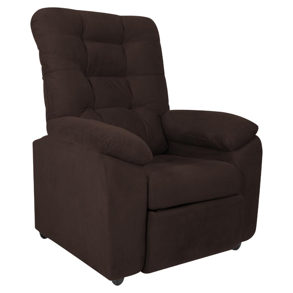 Poltrona Almofadada Reclinável Bristol Veludo Light Marrom