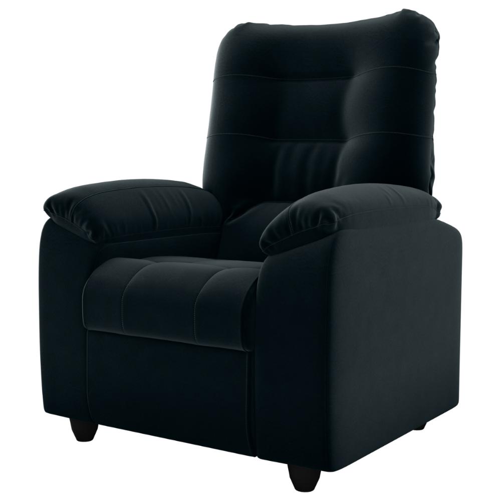 Poltrona Almofadada Reclinável Dallas Veludo Preto