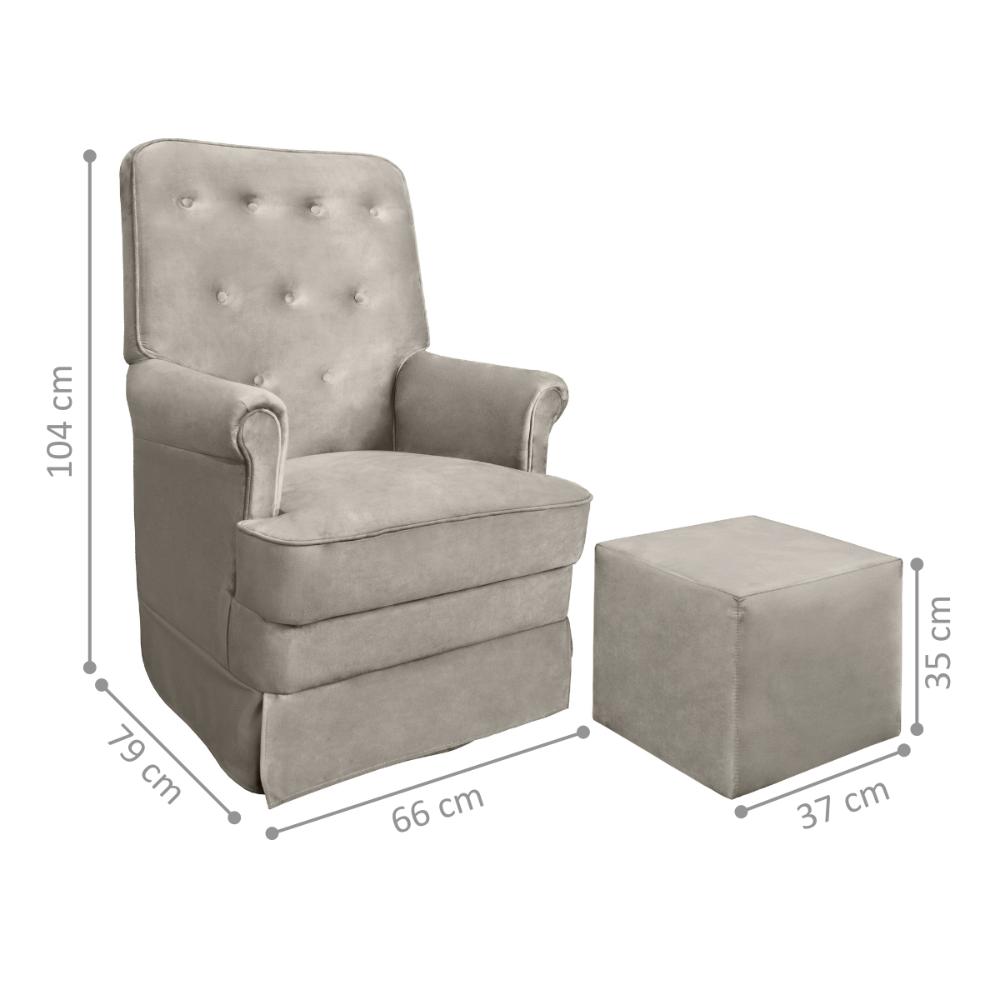 Poltrona Balanço com Maternidade Canada Suede Bege