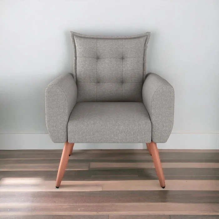Poltrona Decorativa Alison Linho Cinza