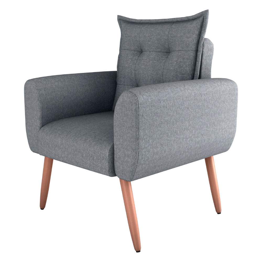 Poltrona Decorativa Alison Linho Cinza Saturno