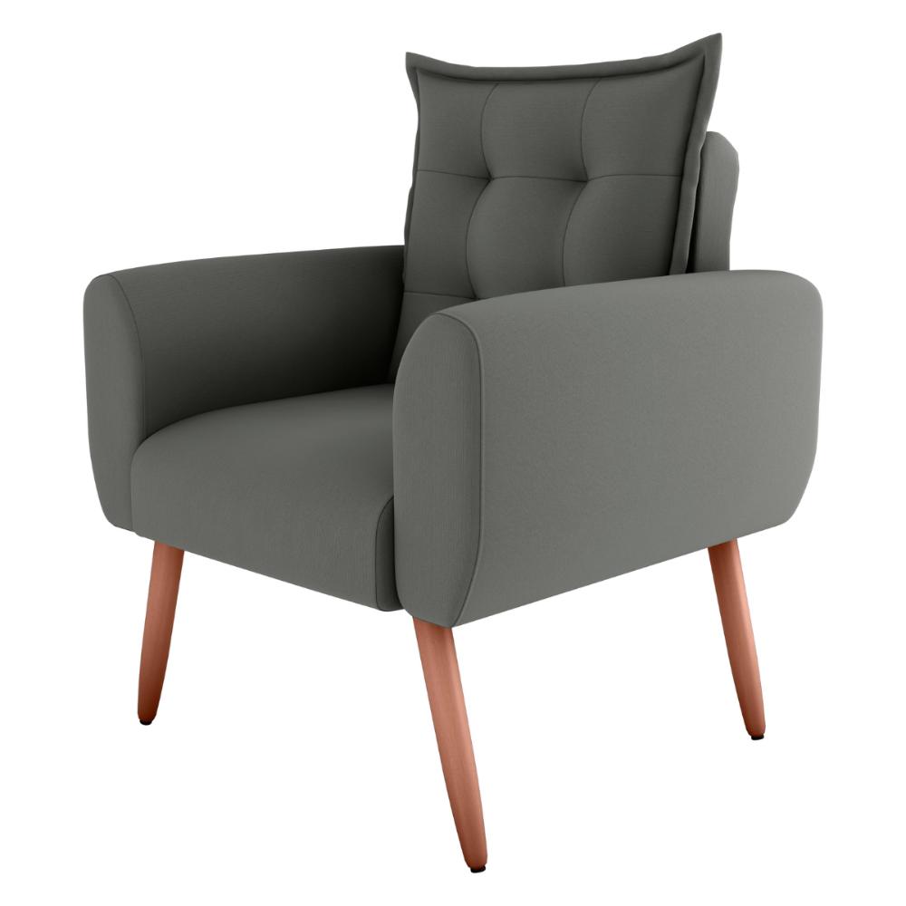 Poltrona Decorativa Alison Suede Cinza