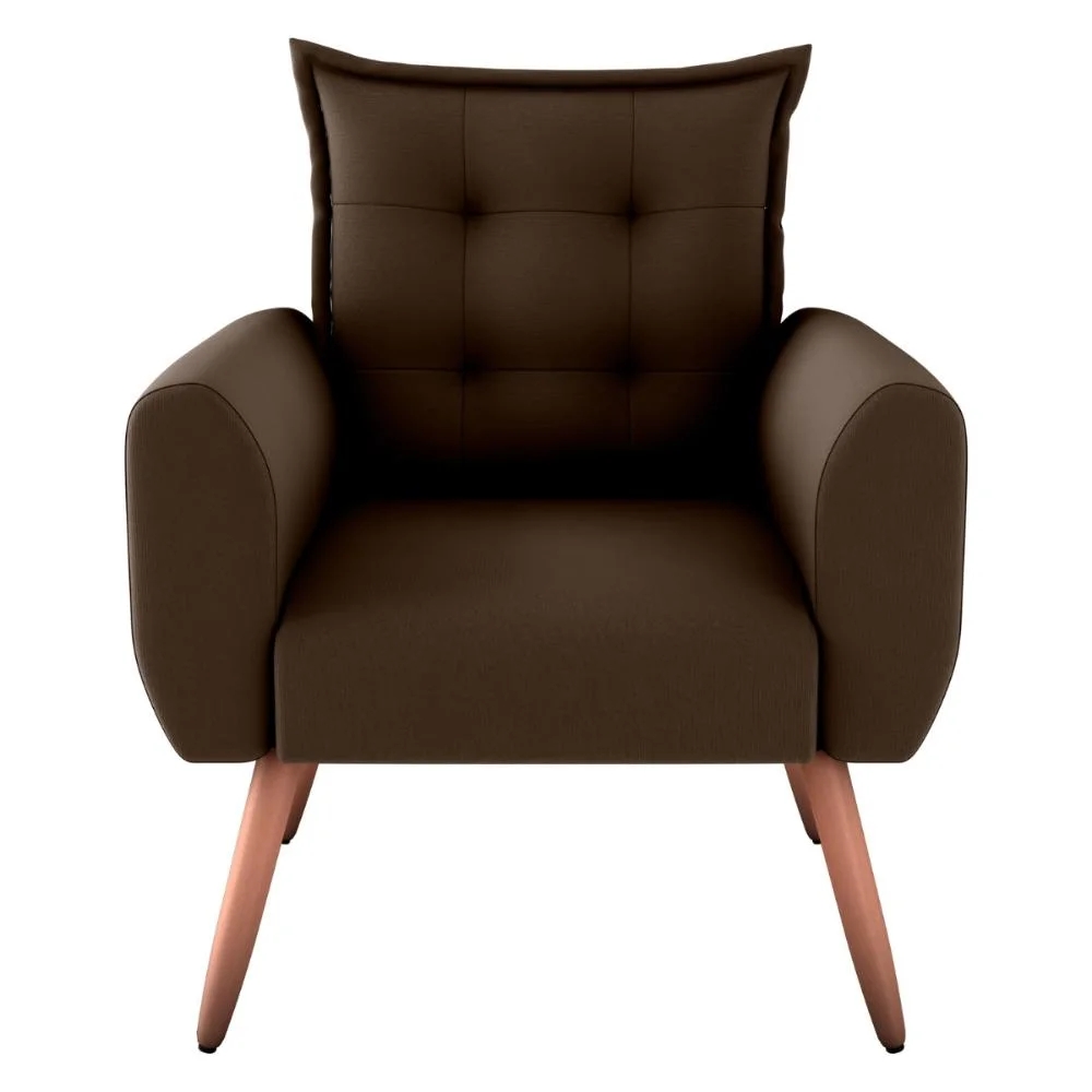 Poltrona Decorativa Alison Suede Marrom