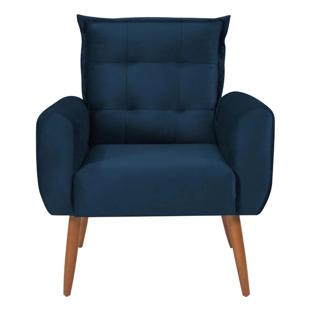 Poltrona Decorativa Alison Veludo Azul