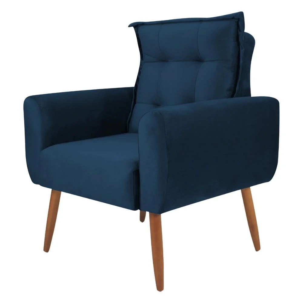 Poltrona Decorativa Alison Veludo Azul
