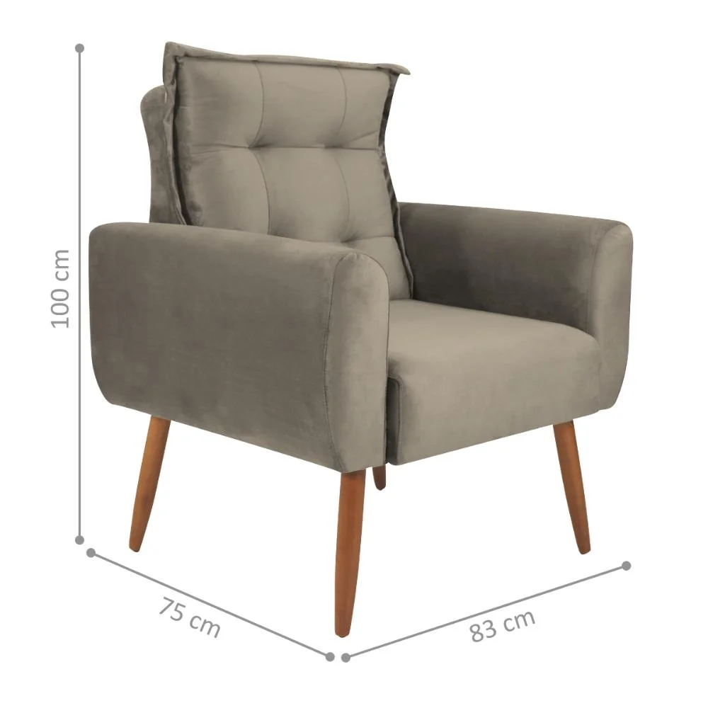 Poltrona Decorativa Alison Veludo Cappuccino