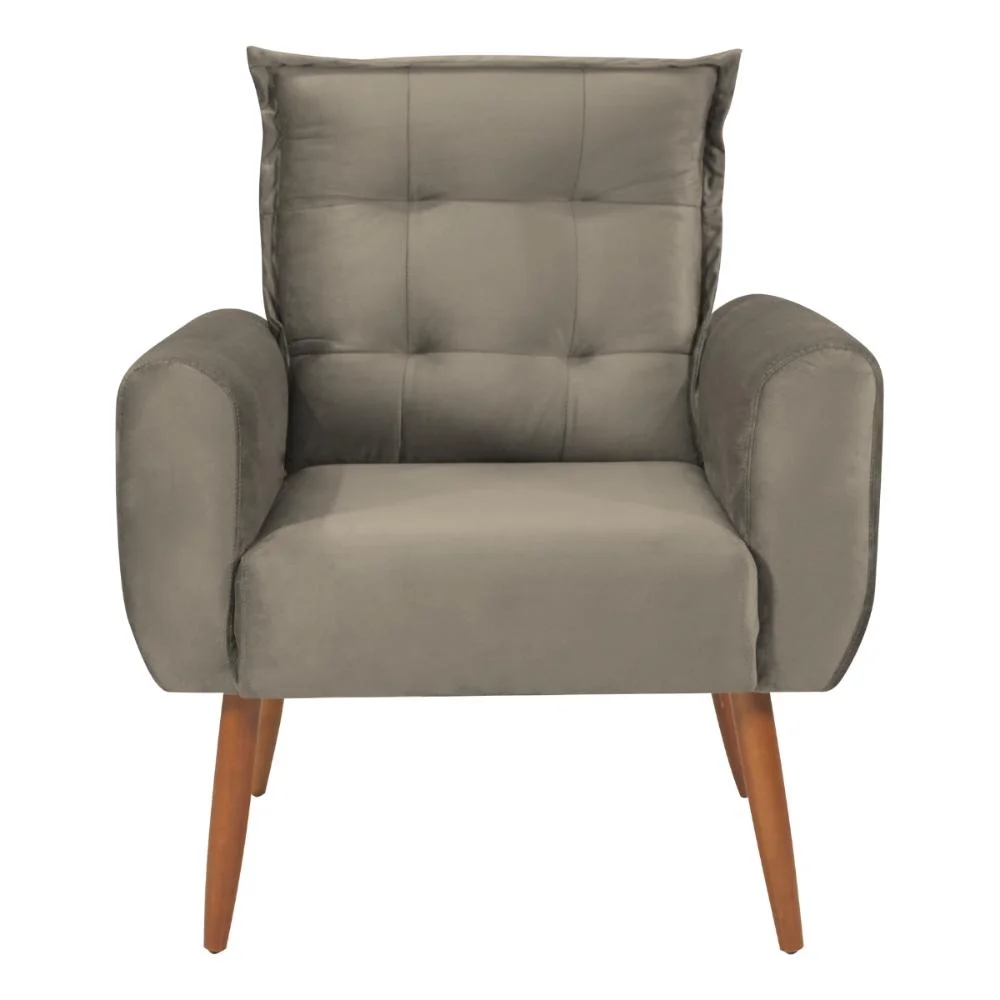 Poltrona Decorativa Alison Veludo Cappuccino