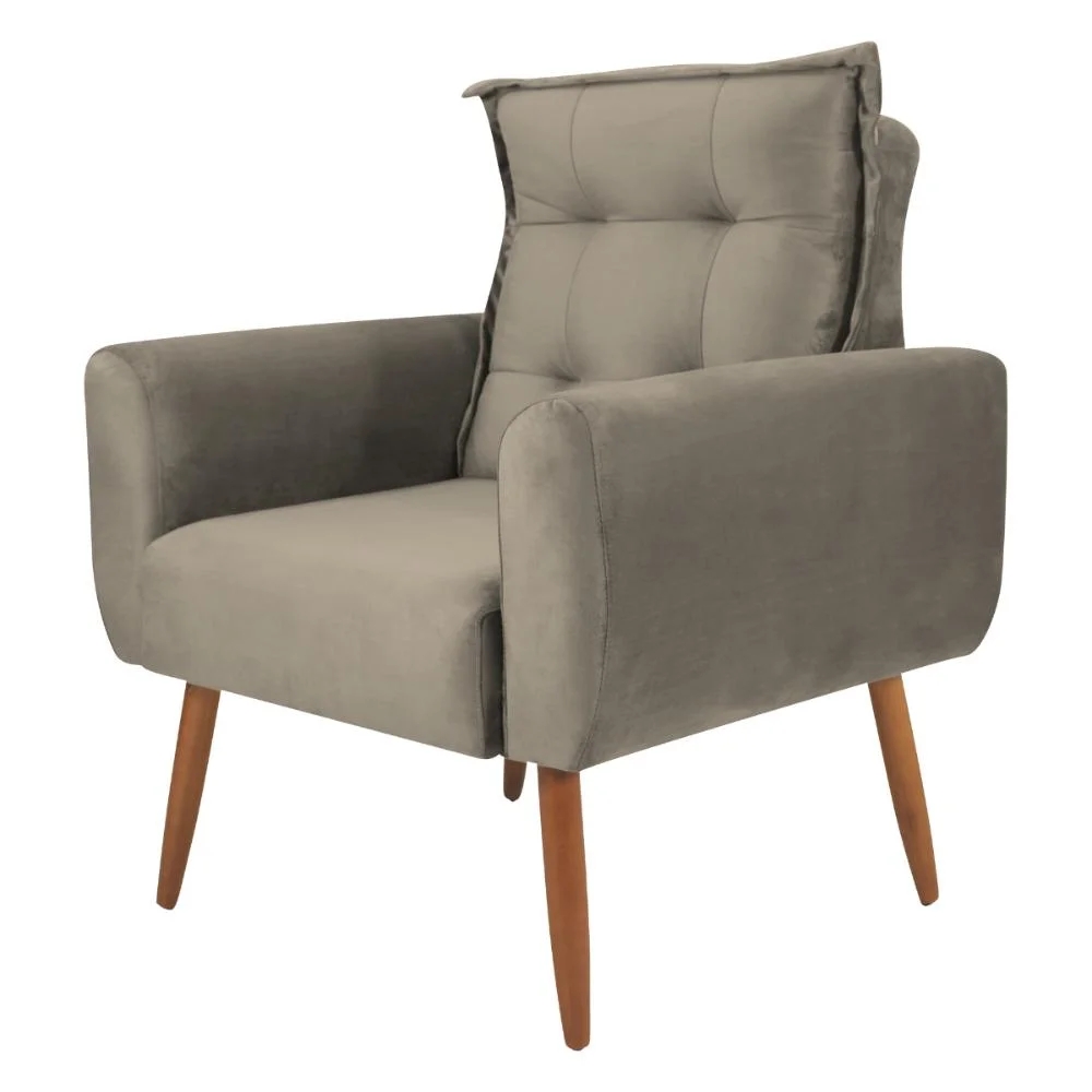 Poltrona Decorativa Alison Veludo Cappuccino