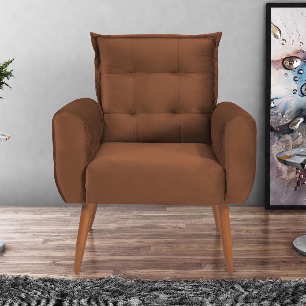 Poltrona Decorativa Alison Veludo Ferrugem