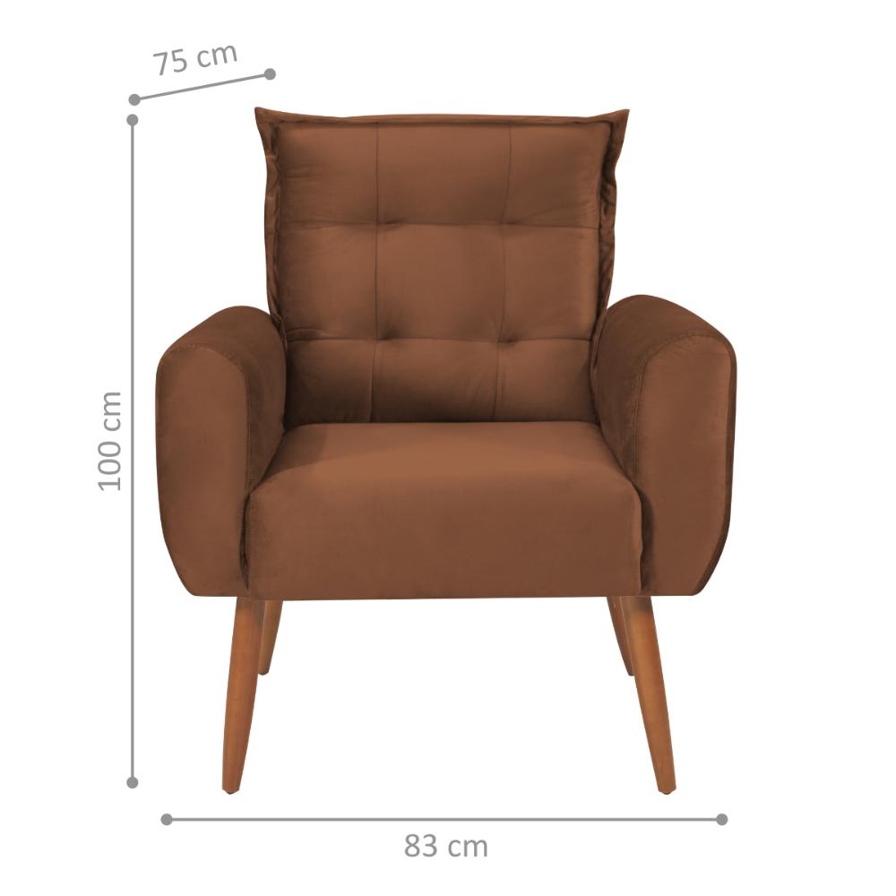 Poltrona Decorativa Alison Veludo Ferrugem