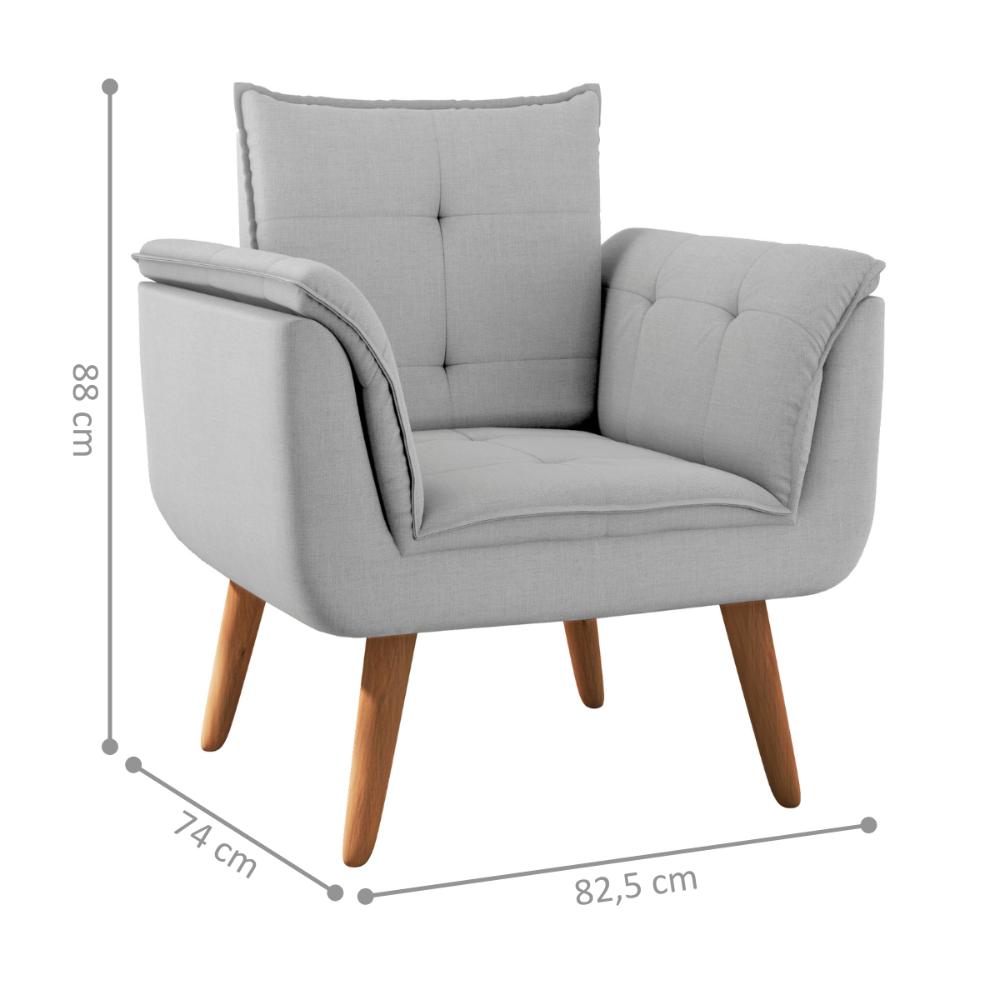 Poltrona Decorativa Japeri Linha Cinza