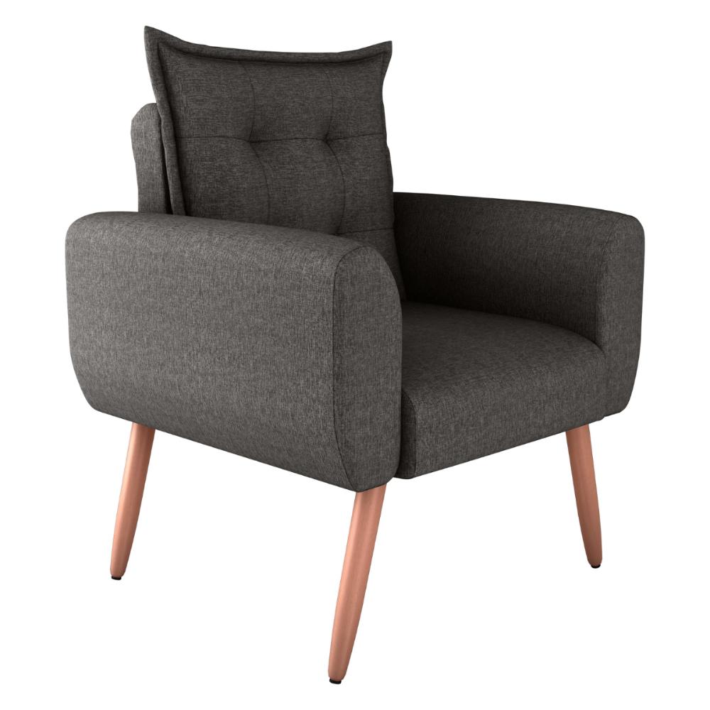 Poltrona Decorativa Vera Linho Chumbo