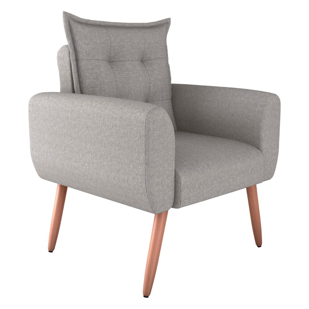 Poltrona Decorativa Vera Linho Cinza