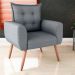 Poltrona Decorativa Vera Linho Cinza Saturno