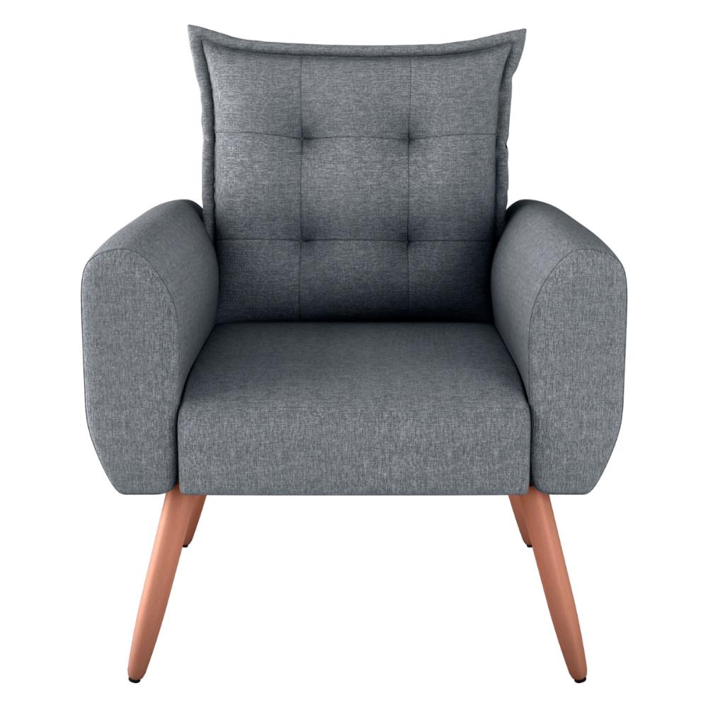 Poltrona Decorativa Vera Linho Cinza Saturno
