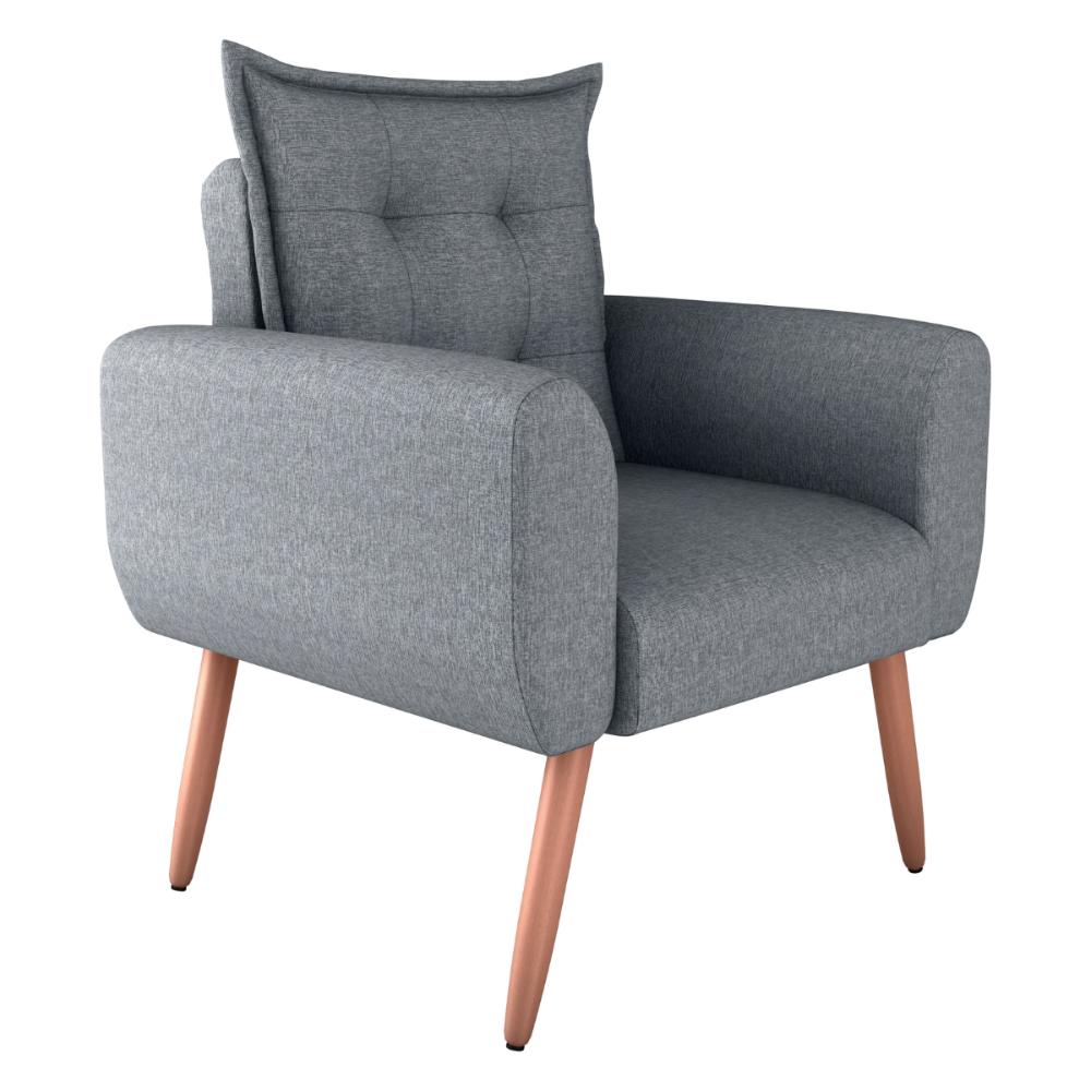 Poltrona Decorativa Vera Linho Cinza Saturno