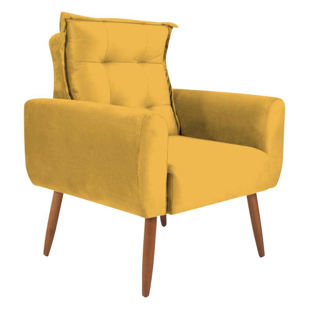 Poltrona Decorativa Vera Veludo Amarelo