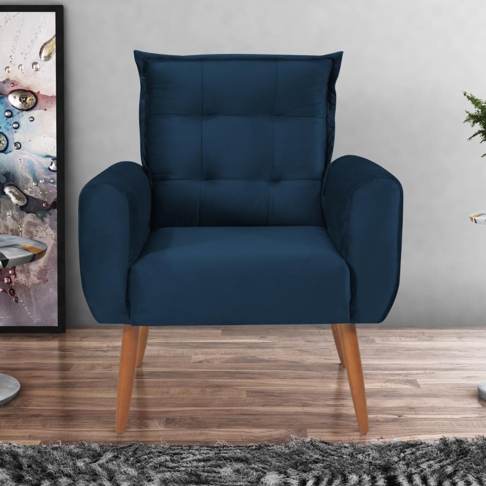 Poltrona Decorativa Vera Veludo Azul