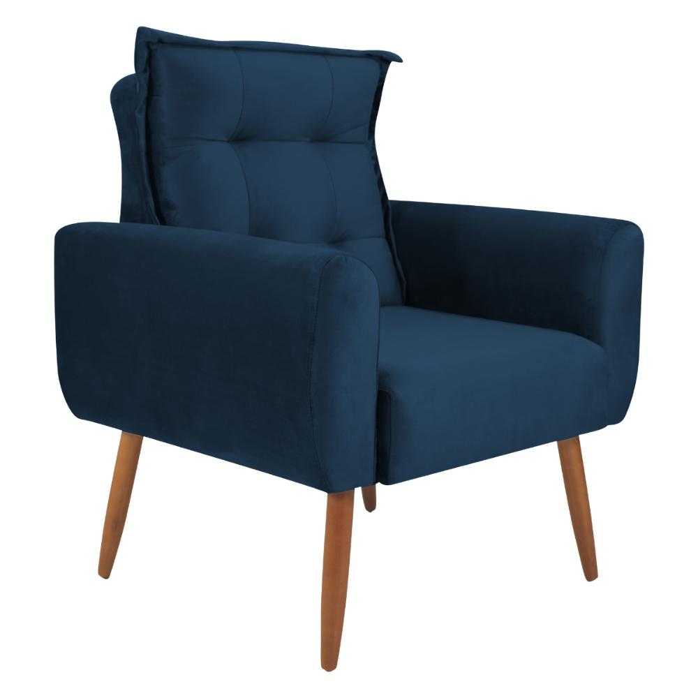 Poltrona Decorativa Vera Veludo Azul