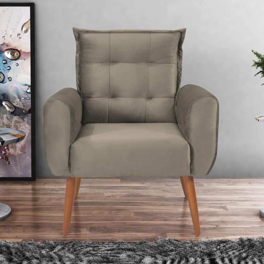Poltrona Decorativa Vera Veludo Cappuccino