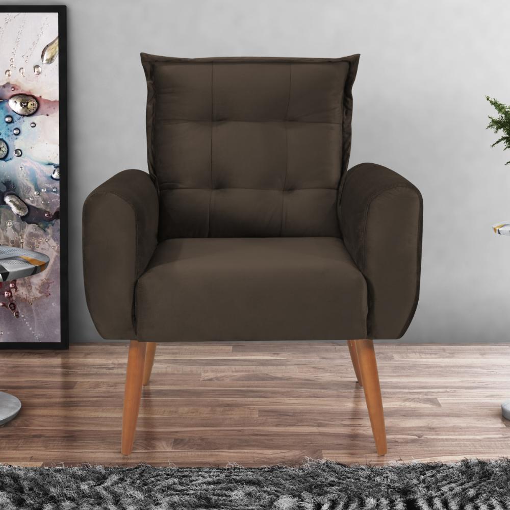 Poltrona Decorativa Vera Veludo Marrom