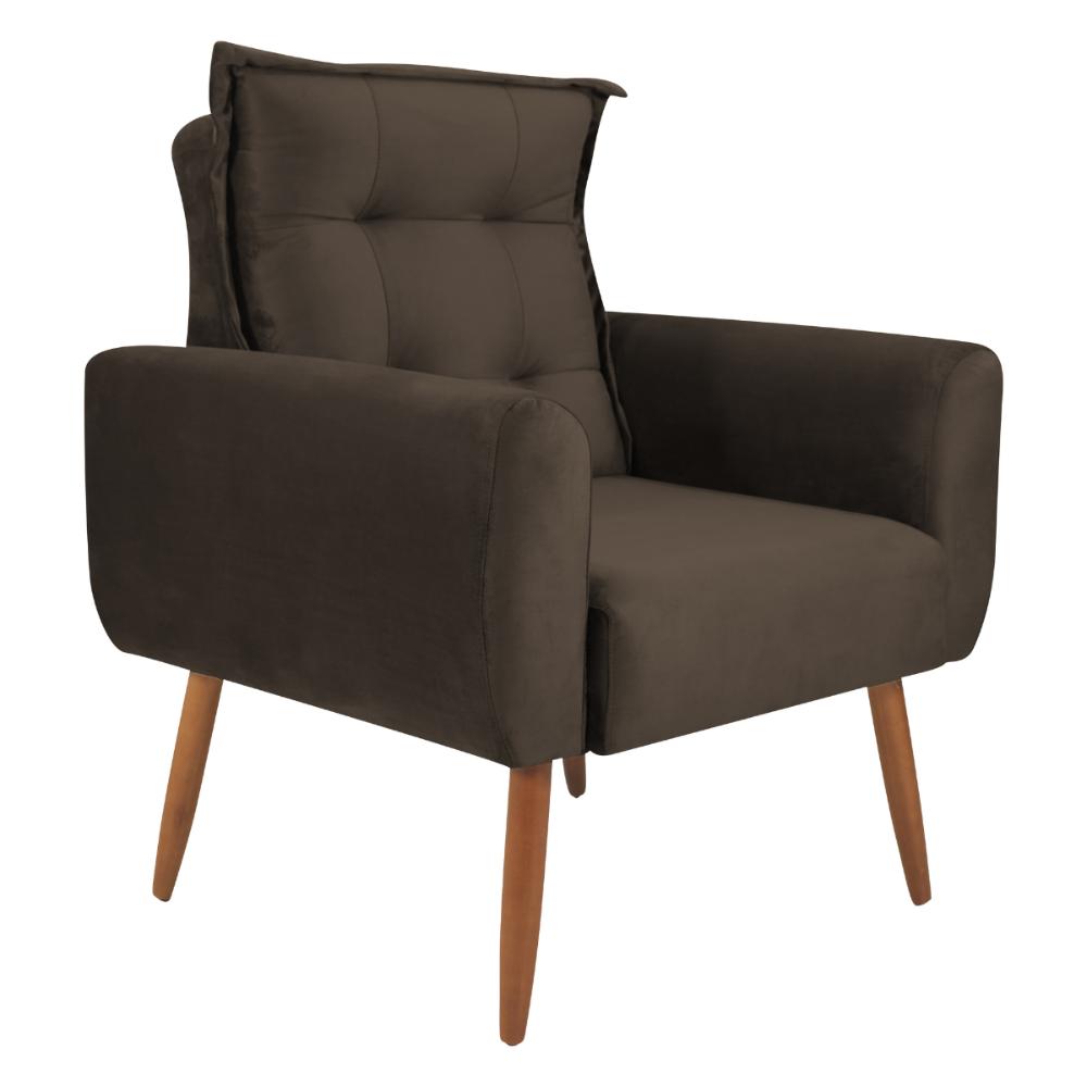Poltrona Decorativa Vera Veludo Marrom