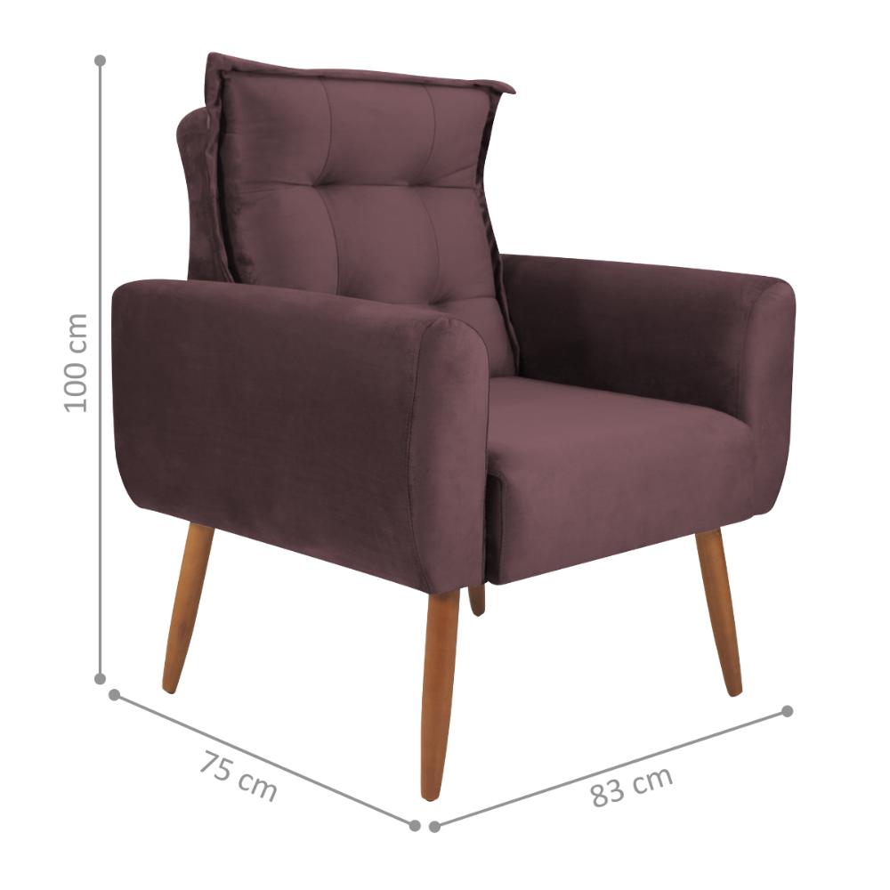 Poltrona Decorativa Vera Veludo Rosê