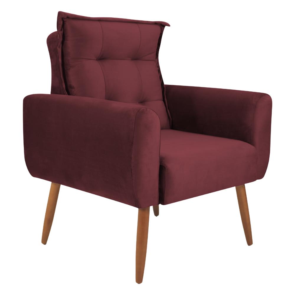 Poltrona Decorativa Vera Veludo Vinho