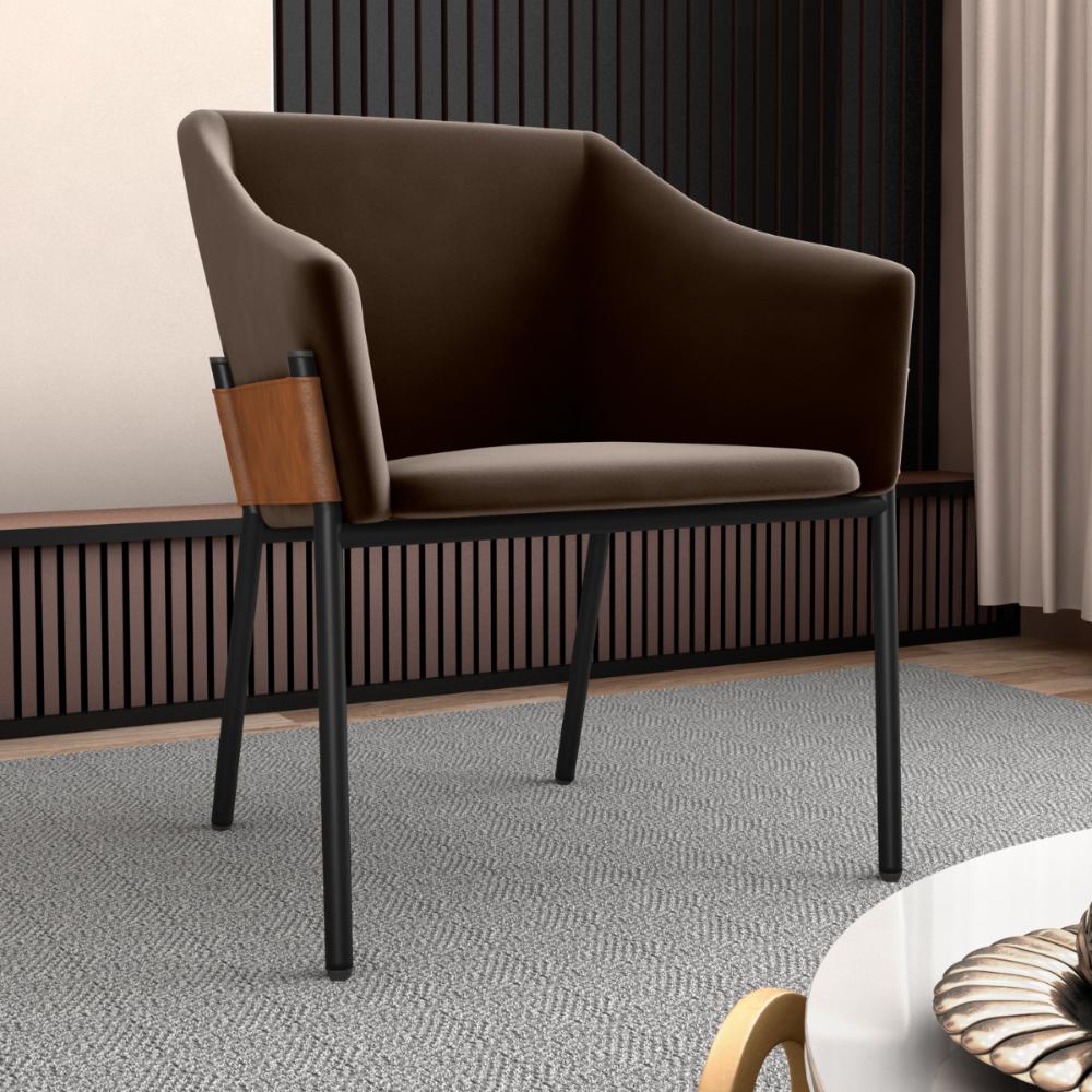 Poltrona Decorativa para Sala Goiás Veludo Marrom