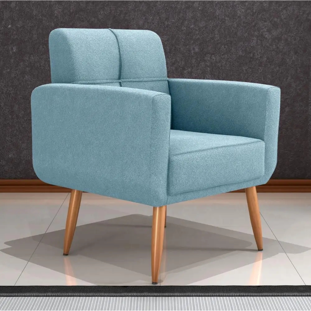 Poltrona Decorativa para Sala Lages Boucle Azul