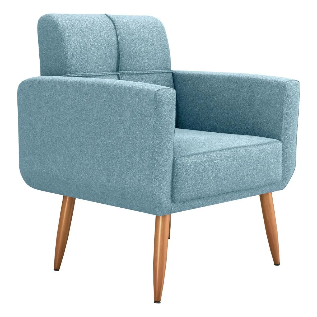 Poltrona Decorativa para Sala Lages Boucle Azul