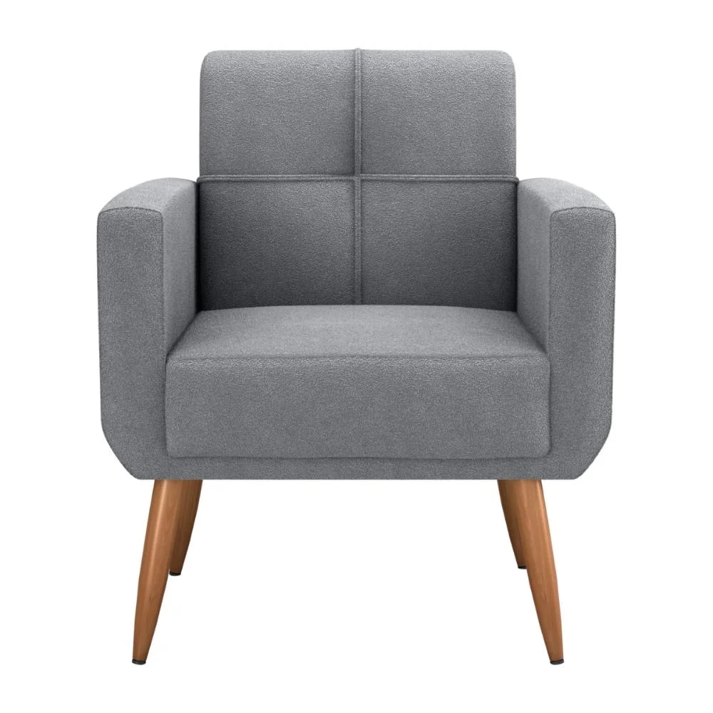 Poltrona Decorativa para Sala Lages Boucle Cinza