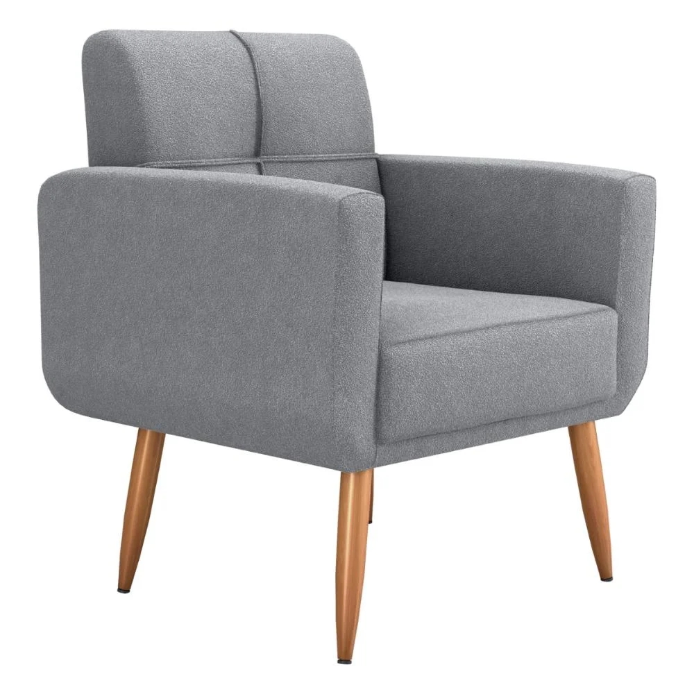 Poltrona Decorativa para Sala Lages Boucle Cinza