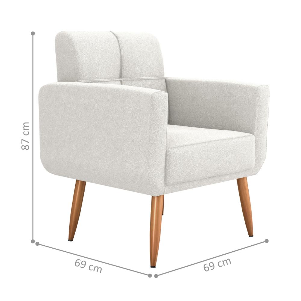 Poltrona Decorativa para Sala Lages Boucle Natural