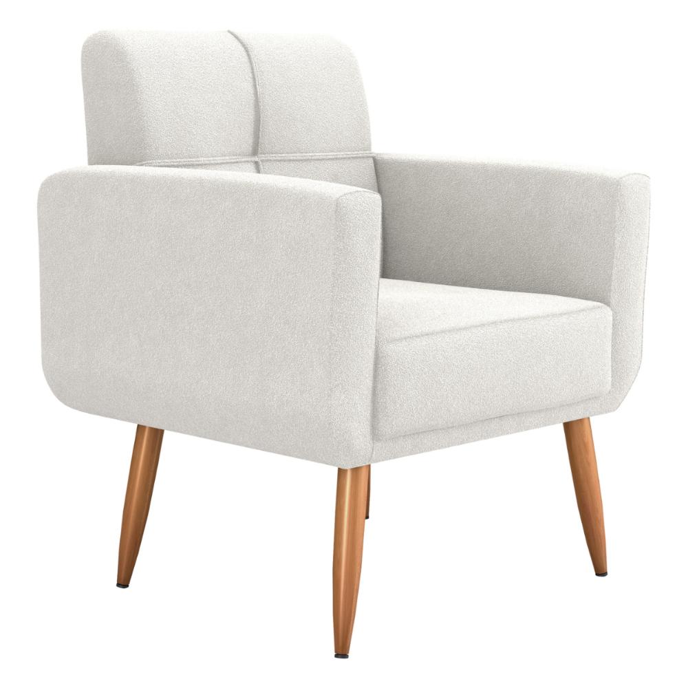 Poltrona Decorativa para Sala Lages Boucle Natural