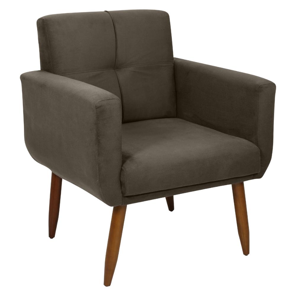 Poltrona Decorativa para Sala Lages Suede Cappuccino